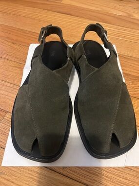 COS Suede Olive Green Slingback Sandals
